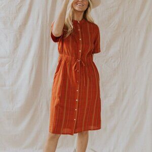 NWT Roolee Size S Scarlet Tie Waist Dress in Orange Plaid